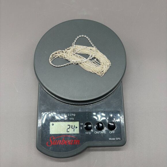 Sterling Silver 925 Multi Strand Layered Waterfall Drape Necklace 24g 18" Curb - Picture 5 of 8